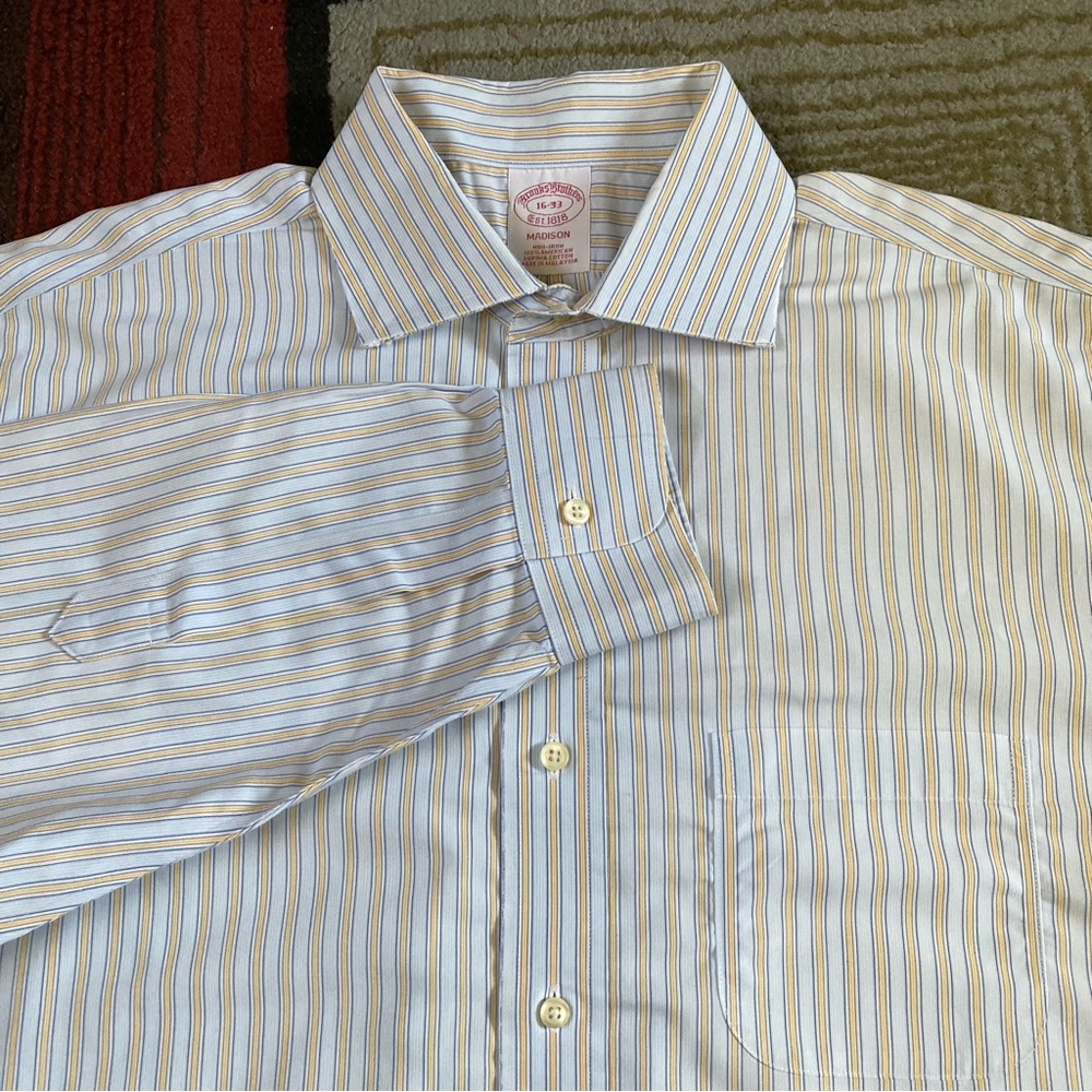 Brooks Brothers Madison Supima Striped Button Up Dress Shirt Men's Sz 16-33